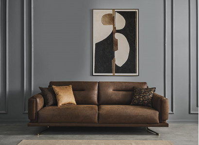 Four-seater sofa 4-seater sofas faux leather brown living room luxury